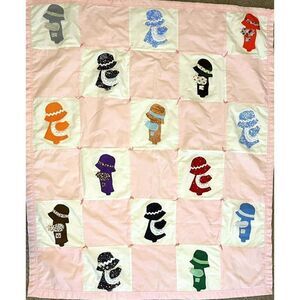 Vintage Holly Hobbie Crib Quilt Blanket Cottage Core Wall Hanging Handmade